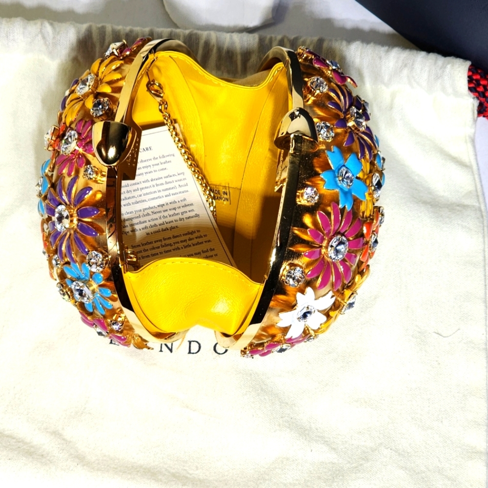 Aspinal Embellished Floral Egg Clutch Multi Coloured Enamel